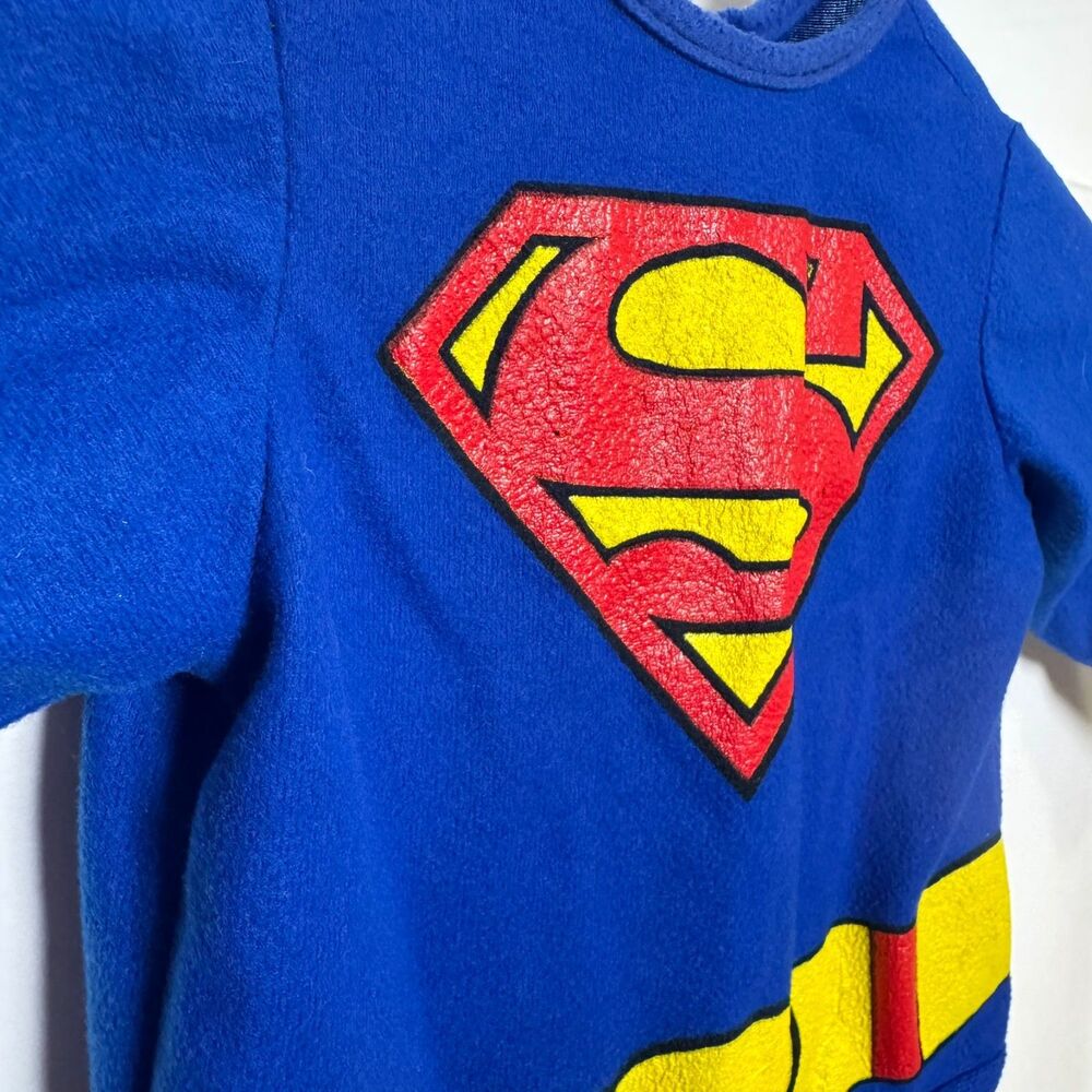 Vintage Rubie's Superman Infant Romper Costume Baby Fleece Jumpsuit Blue 6m - Picture 3 of 6